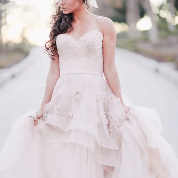Wtoo Dresses | Wtoo by Watters Olivia Wedding Dress #17732 Tulle Ball Gown Wedding Dress Peplum | Color: White | Size: 4 | Caitlinmlavelle's Closet